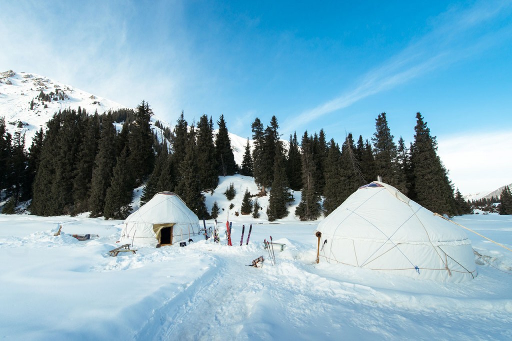 back country skiing yurt camp kyrgyzstan